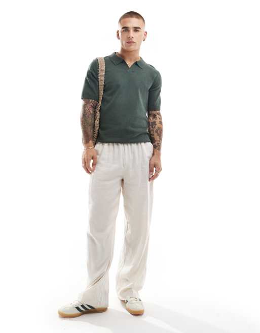 Threadbare - Polo in maglia verde bosco con colletto