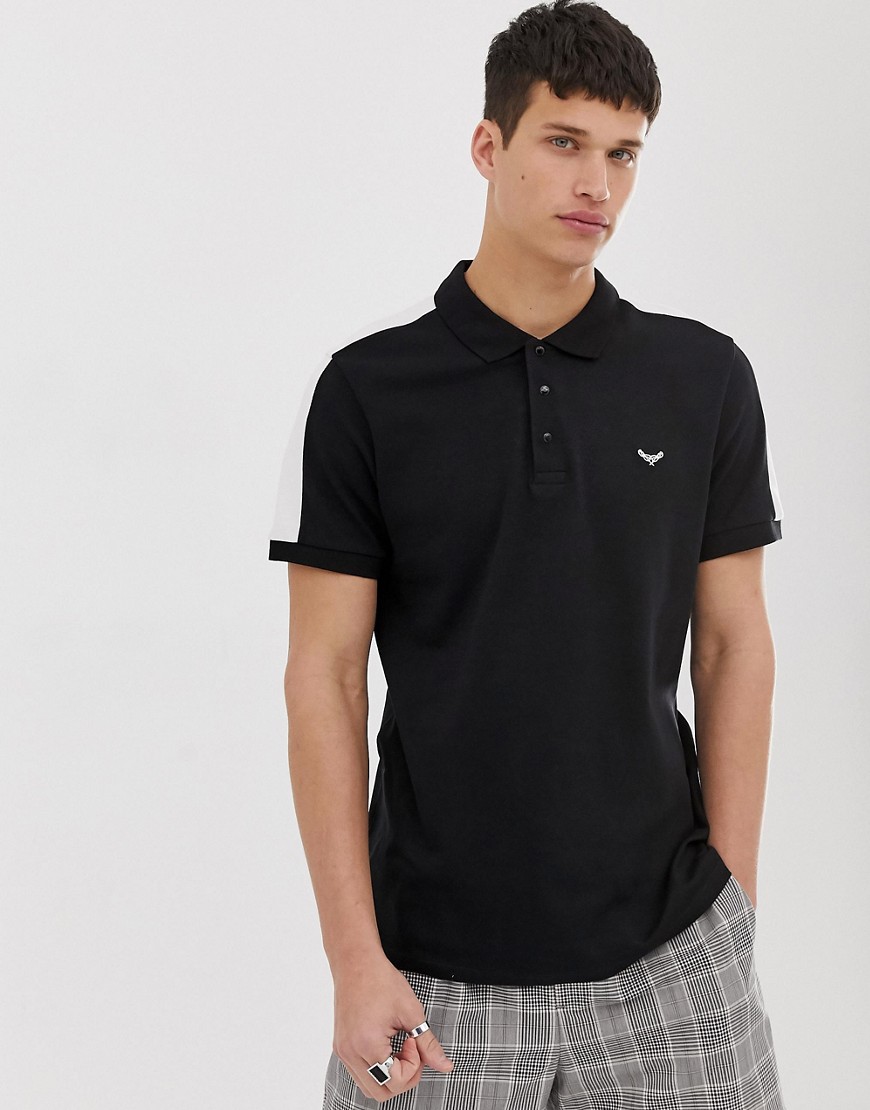 Threadbare polo shirt with cut and sew panels-Black