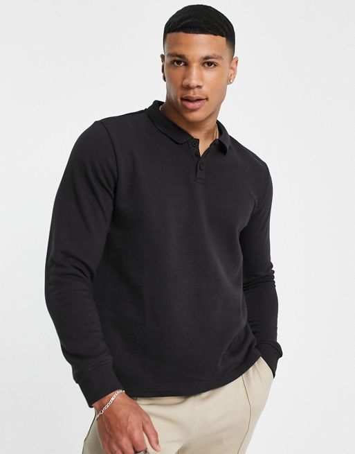 Threadbare polo sweatshirt in black | ASOS