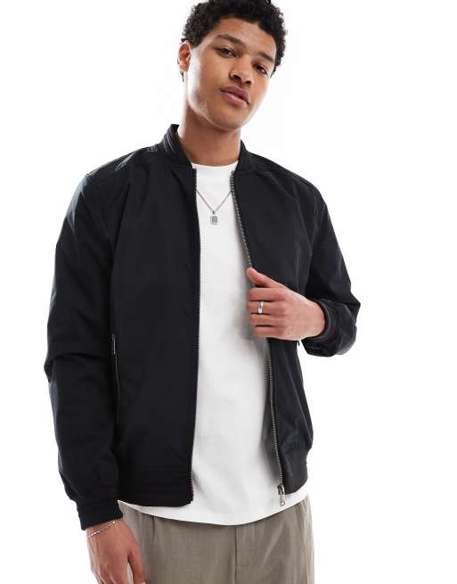 Threadbare 'predict' showerproof classic bomber jacket in black