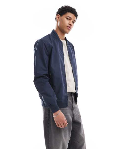 Threadbare 'predict' showerproof classic bomber jacket in navy - view 1