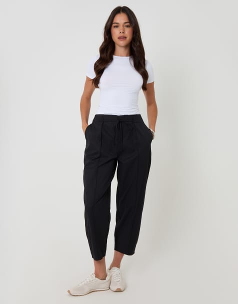 Threadbare Princess seam barrel leg trousers in black