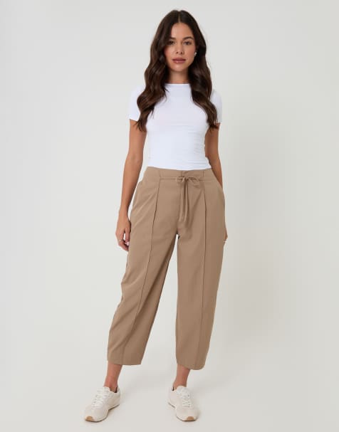 Threadbare Princess seam barrel leg trousers in taupe