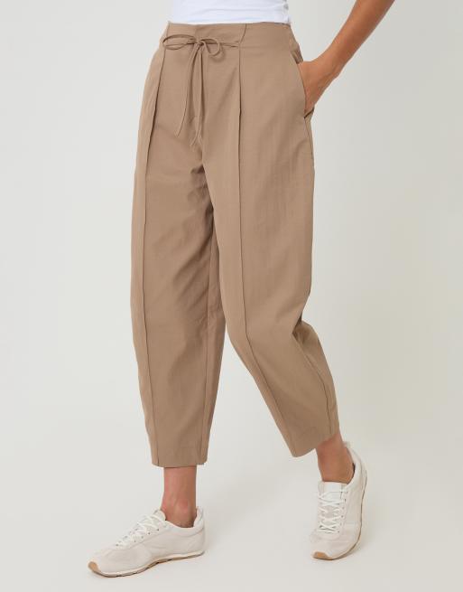 Threadbare Princess seam barrel leg trousers in taupe, 4 of 4