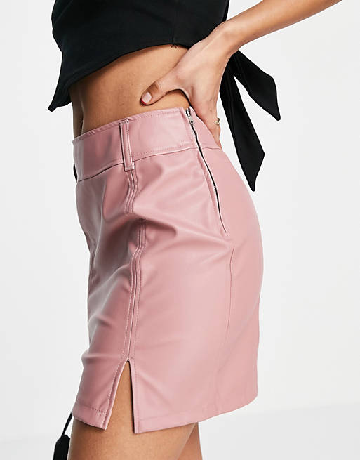 Threadbare PU mini skirt in rose