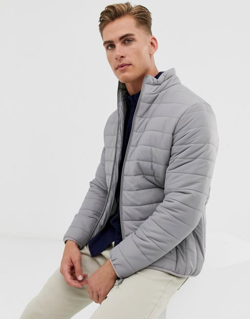 Threadbare puffer jacket in grey | ASOS