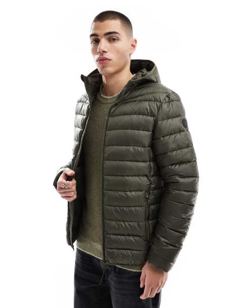Threadbare puffer jacket in khaki - view 1