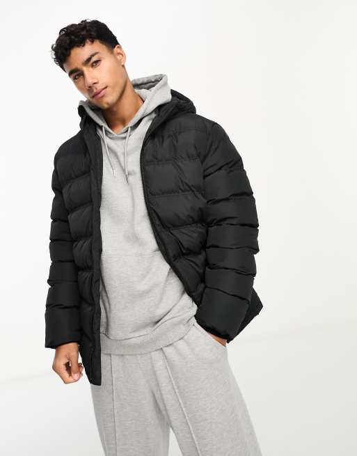 Oversized Fit Puffer Jacket - Black - Men