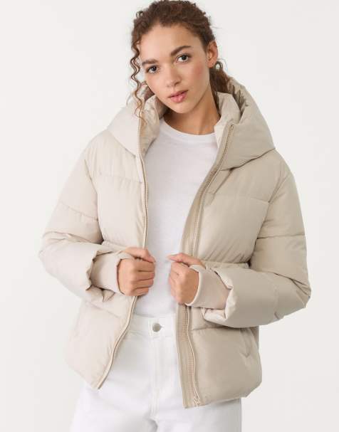 Threadbare – Pufferjacke in Steinbeige mit Kapuze  - view 1