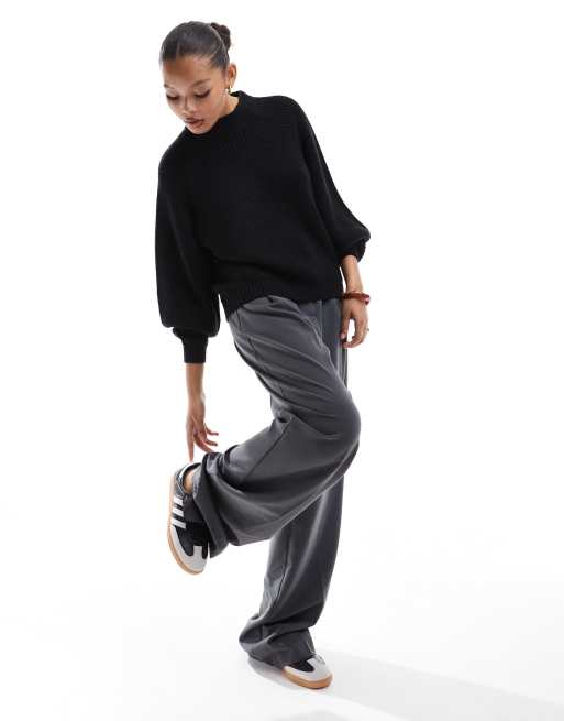 Threadbare high neck jumper in black