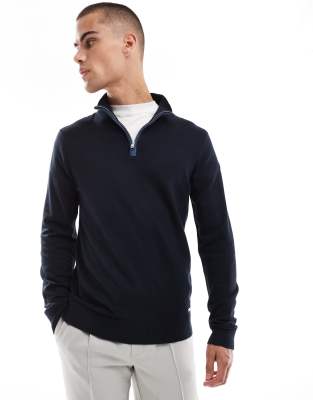 Threadbare - Pull avec col zippé - Bleu marine
