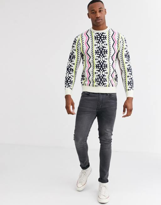 Threadbare Pull de No l motif jacquard Fluo