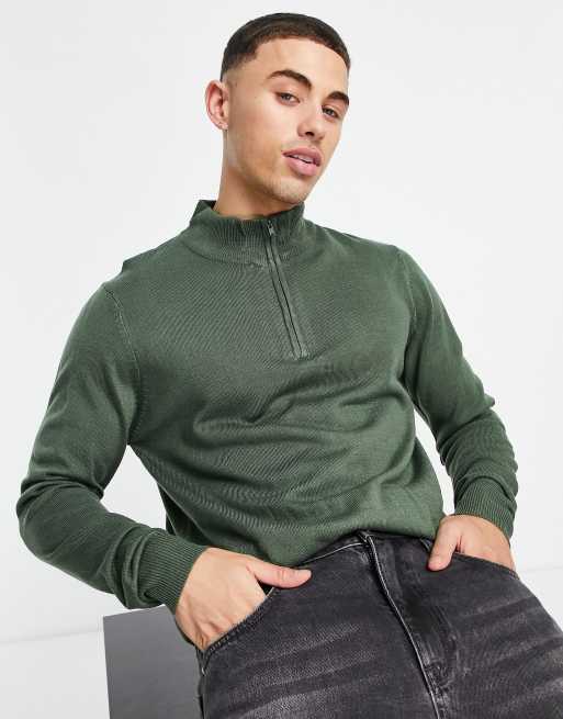 Threadbare - Pull doux avec col cheminée zippé - Thym