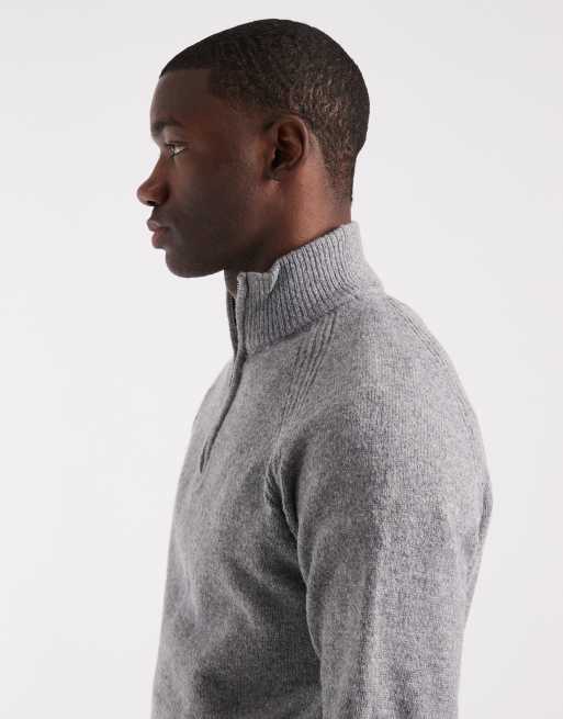 Threadbare - Pull en maille à col zippé - Gris clair, 4 de 5