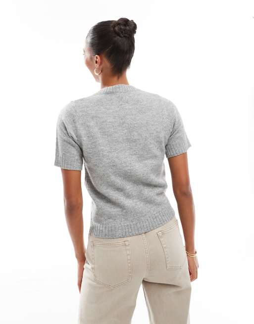 T-shirt manches courtes irisé gris argent femme | Cache Cache