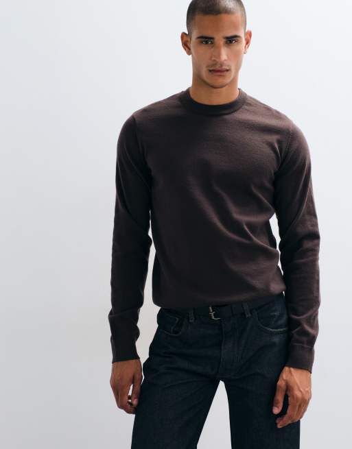 Threadbare pull en maille ras de cou marron chocolat, 5 de 5