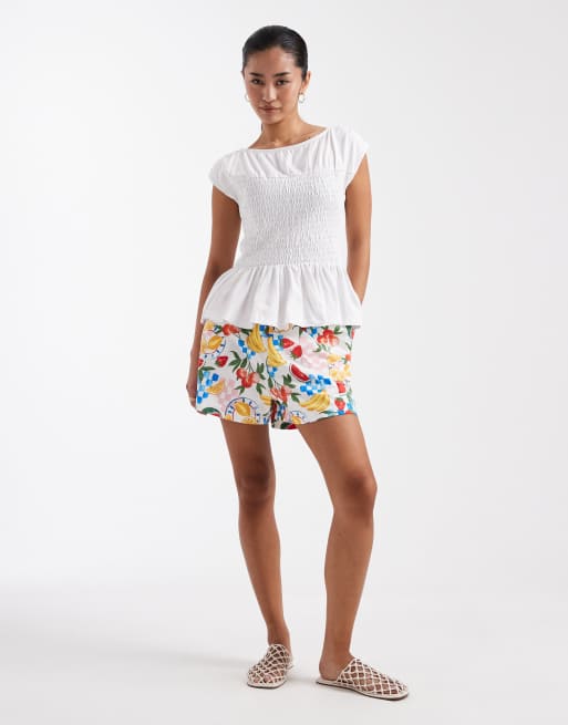 Threadbare - Pull-on-bukser i jersey med løbesnor og frugtprint, 2 af 5
