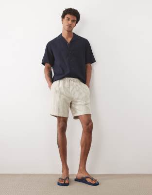 Threadbare Pull On Striped Shorts In Neutral