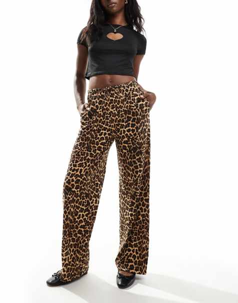 Threadbare pull on trousers in leopard print - view 1