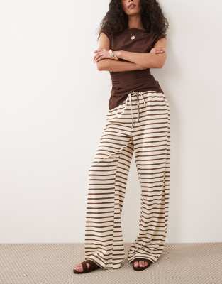 Threadbare Pull On Wide Leg Pants In White