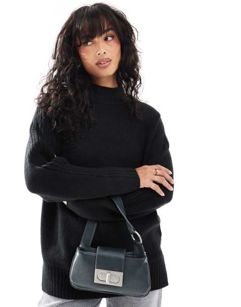 Threadbare - Pull oversize à col montant - Noir - view 1
