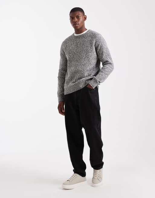 Threadbare - Pull ras de cou en maille côtelée - Gris chiné, 2 de 5