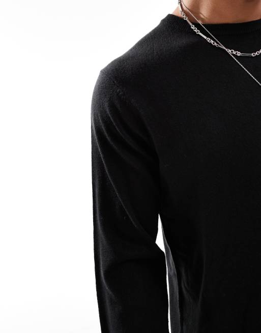 Threadbare – Pullover in Schwarz mit Rundhalsausschnitt, 2 von 4