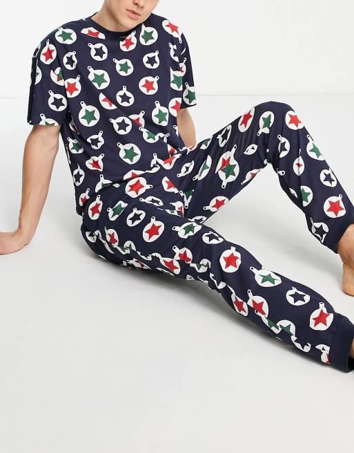 Threadbare - Pyjama à motif boules de Noël - Bleu marine