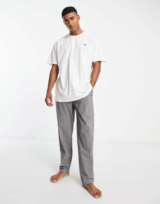 Threadbare – Pyjama-Set in Oversize-Passform mit schwarzen und ecrufarbenen Streifen