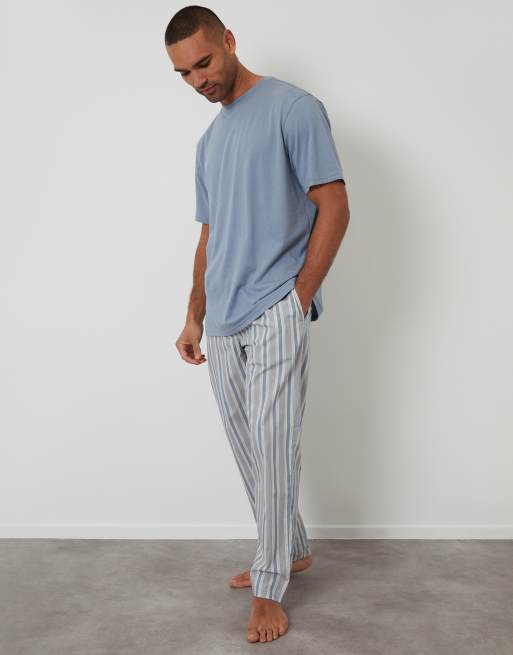 Threadbare Pyjama t-shirt & stripe bottoms set in blue, 4 of 4