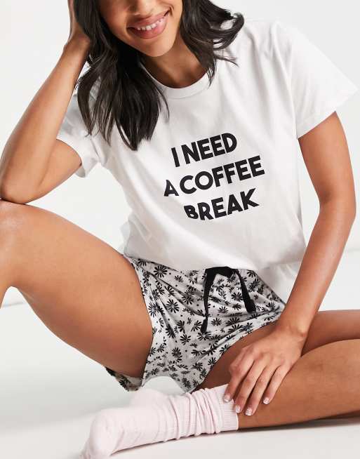 Threadbare – Pyjamasset med I Need Coffee-tryck