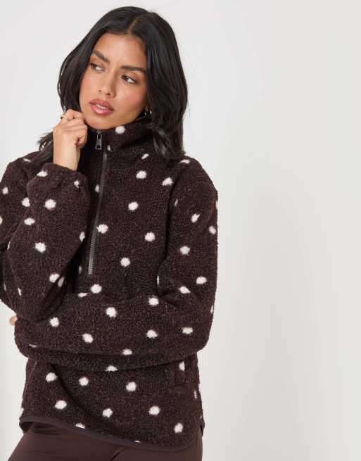 Threadbare Quarter zip fleece in chocolate brown, 2 of 5