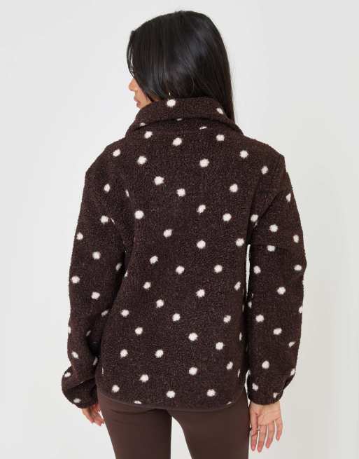 Threadbare Quarter zip fleece in chocolate brown, 4 of 5