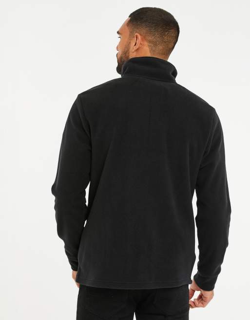 Threadbare Quarter zip quilted fleece jumper in black, 3 of 4