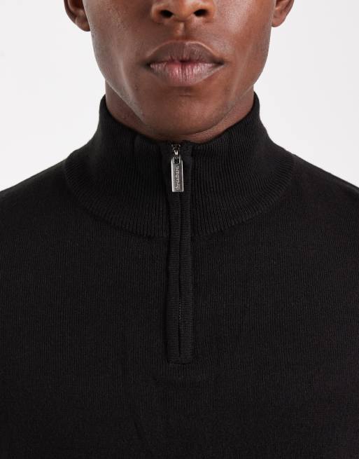 Threadbare quarter zip sweater in black