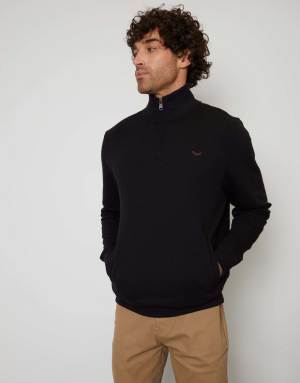 Threadbare Quarter zip sweatshirt in black
