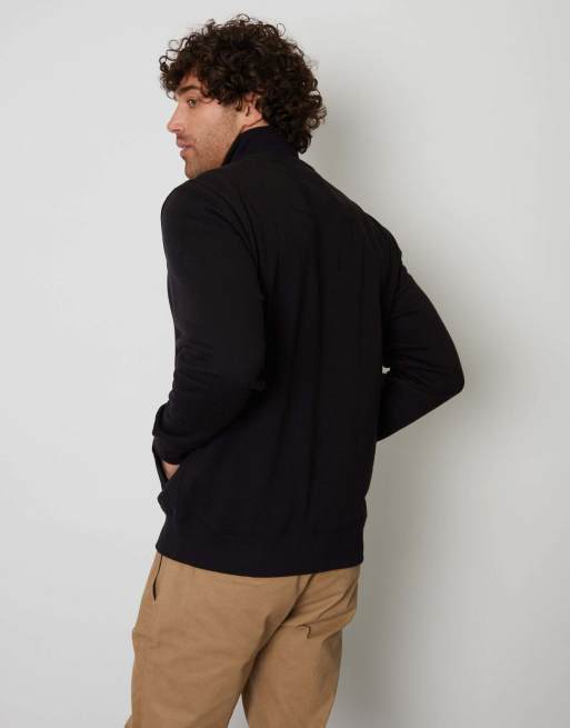 Threadbare Quarter zip sweatshirt in black, 2 of 4