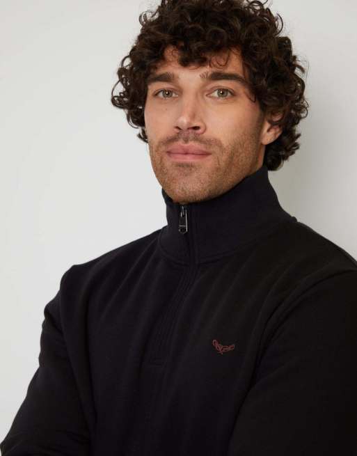 Threadbare Quarter zip sweatshirt in black, 3 of 4