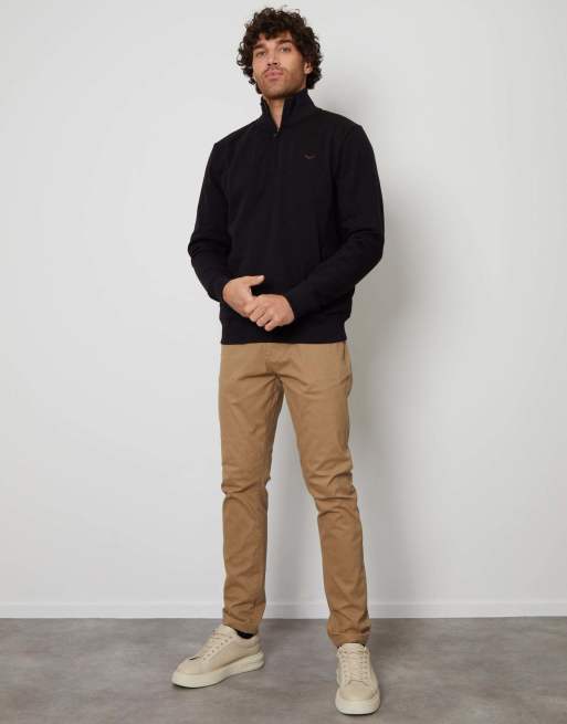 Threadbare Quarter zip sweatshirt in black, 4 of 4