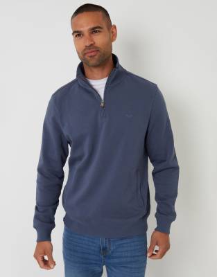 Threadbare Quarter Zip Sweatshirt In Blue