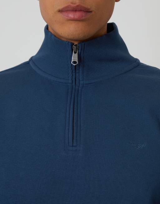 Threadbare Quarter zip sweatshirt in dark blue, 3 of 4