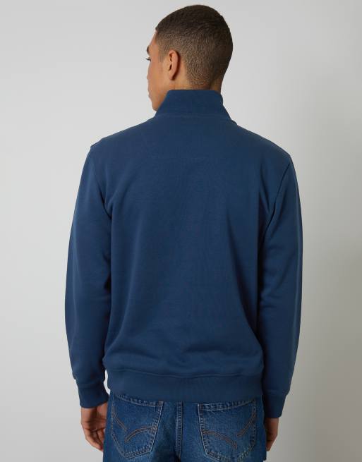Threadbare Quarter zip sweatshirt in dark blue, 4 of 4