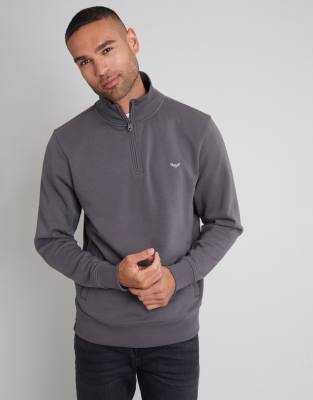 Threadbare Quarter zip sweatshirt in dark grey