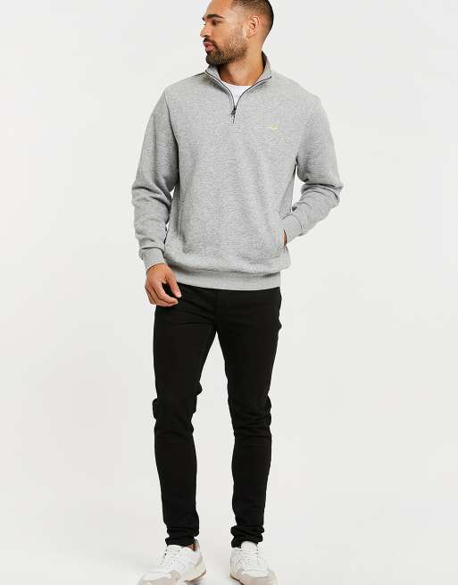Threadbare Quarter zip sweatshirt in grey, 2 of 3