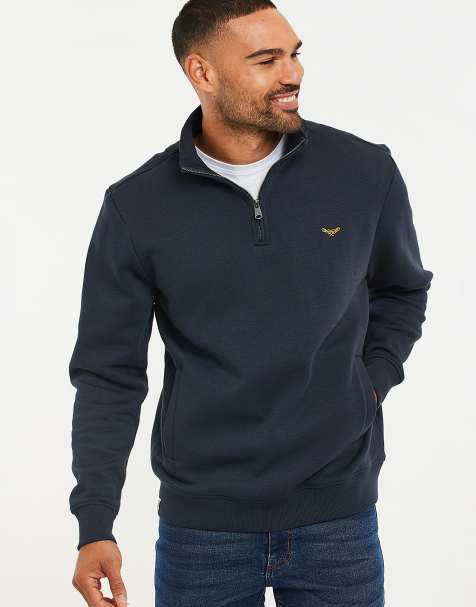 Threadbare Quarter zip sweatshirt in navy - view 1