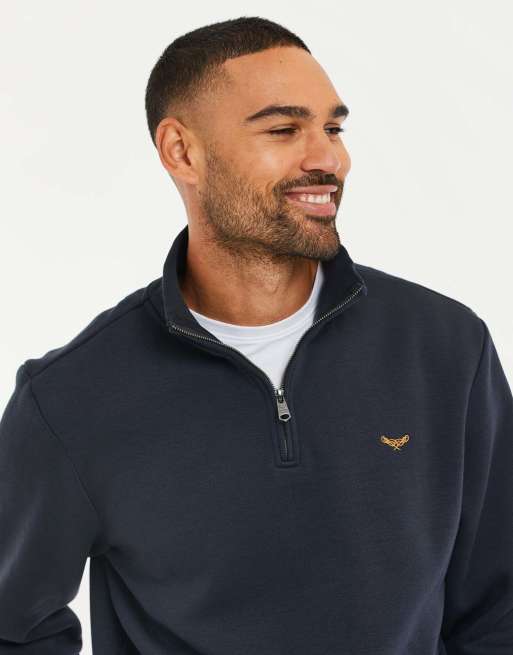 Threadbare Quarter zip sweatshirt in navy, 3 of 4