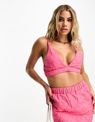 Threadbare quilted bralet co-ord in pink - ASOS Price Checker