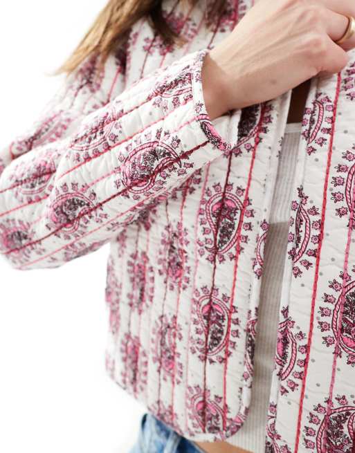 Threadbare quilted cotton jacket with paisley print in pink and white, 2 of 4