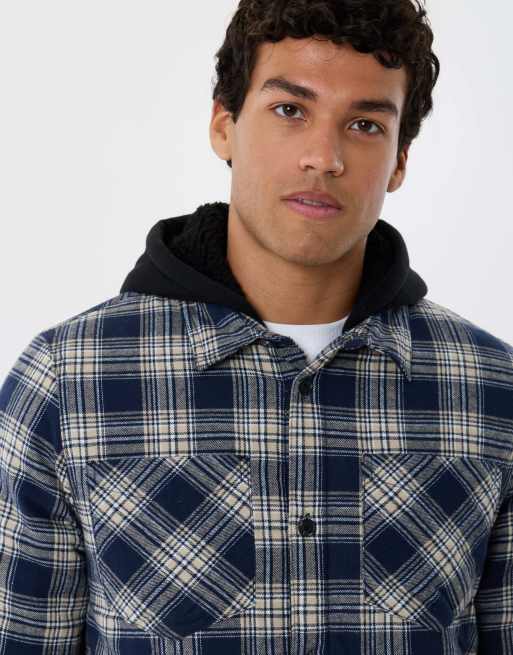 Threadbare Quilted hooded shacket in navy, 3 of 5