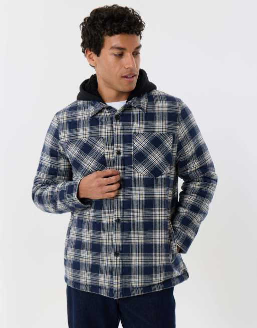 Threadbare Quilted hooded shacket in navy, 5 of 5